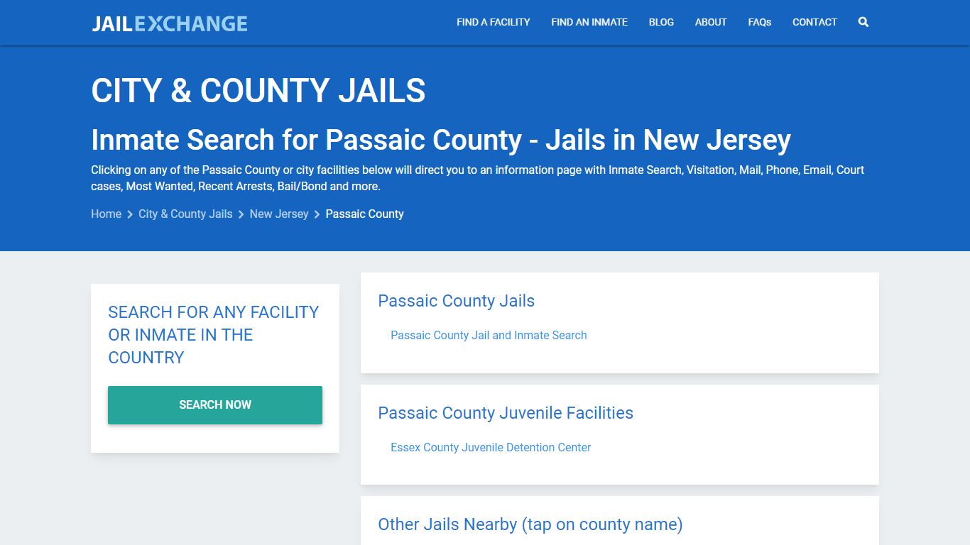 Inmate Search for Passaic County | Jails in New Jersey - Jail Exchange